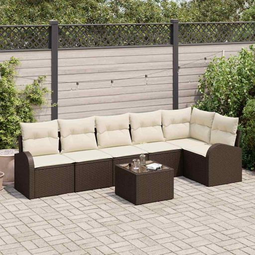 Gartensofa-set 6 pcs Schwarz Poly-Rattan