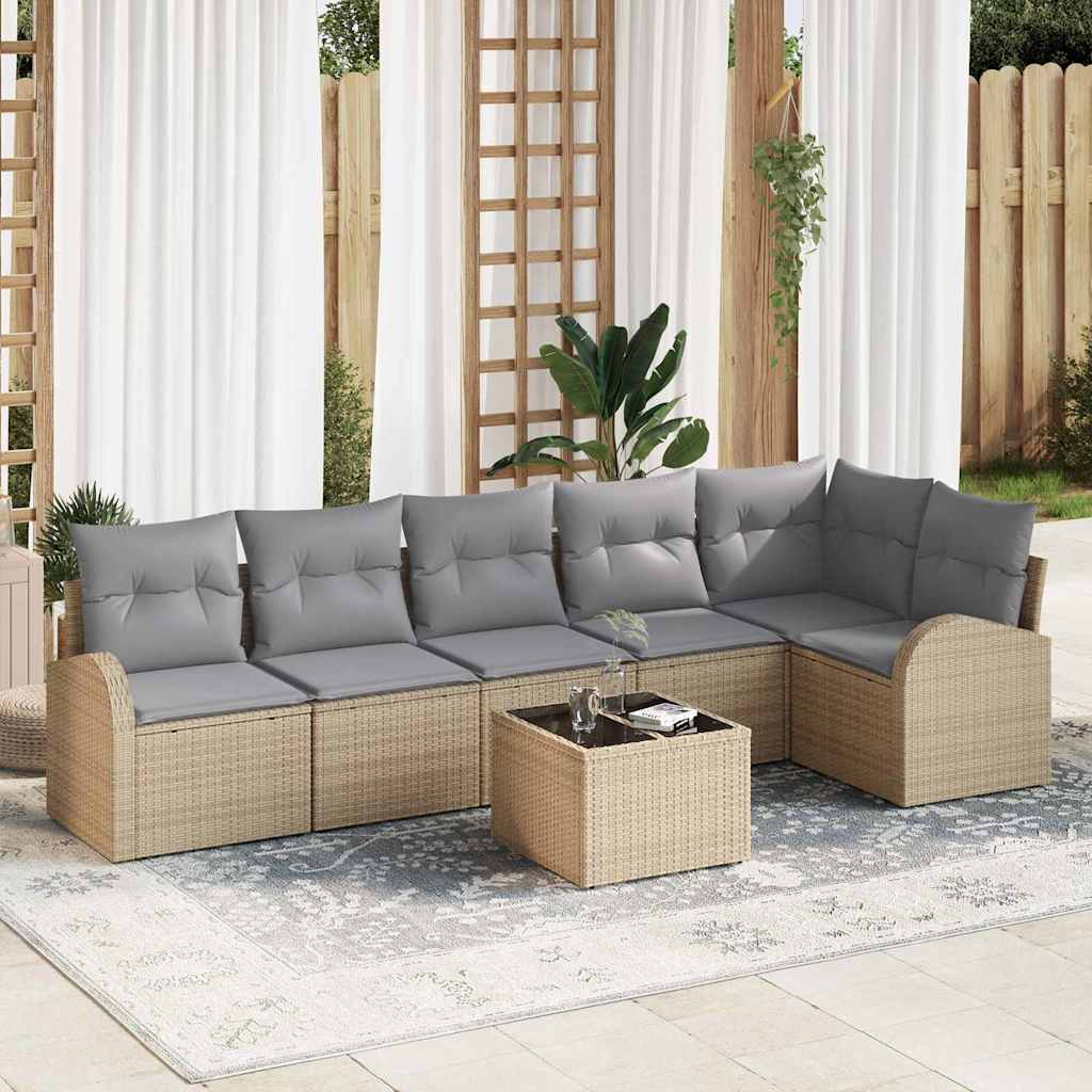 Gartensofa-set 6 pcs Schwarz Poly-Rattan