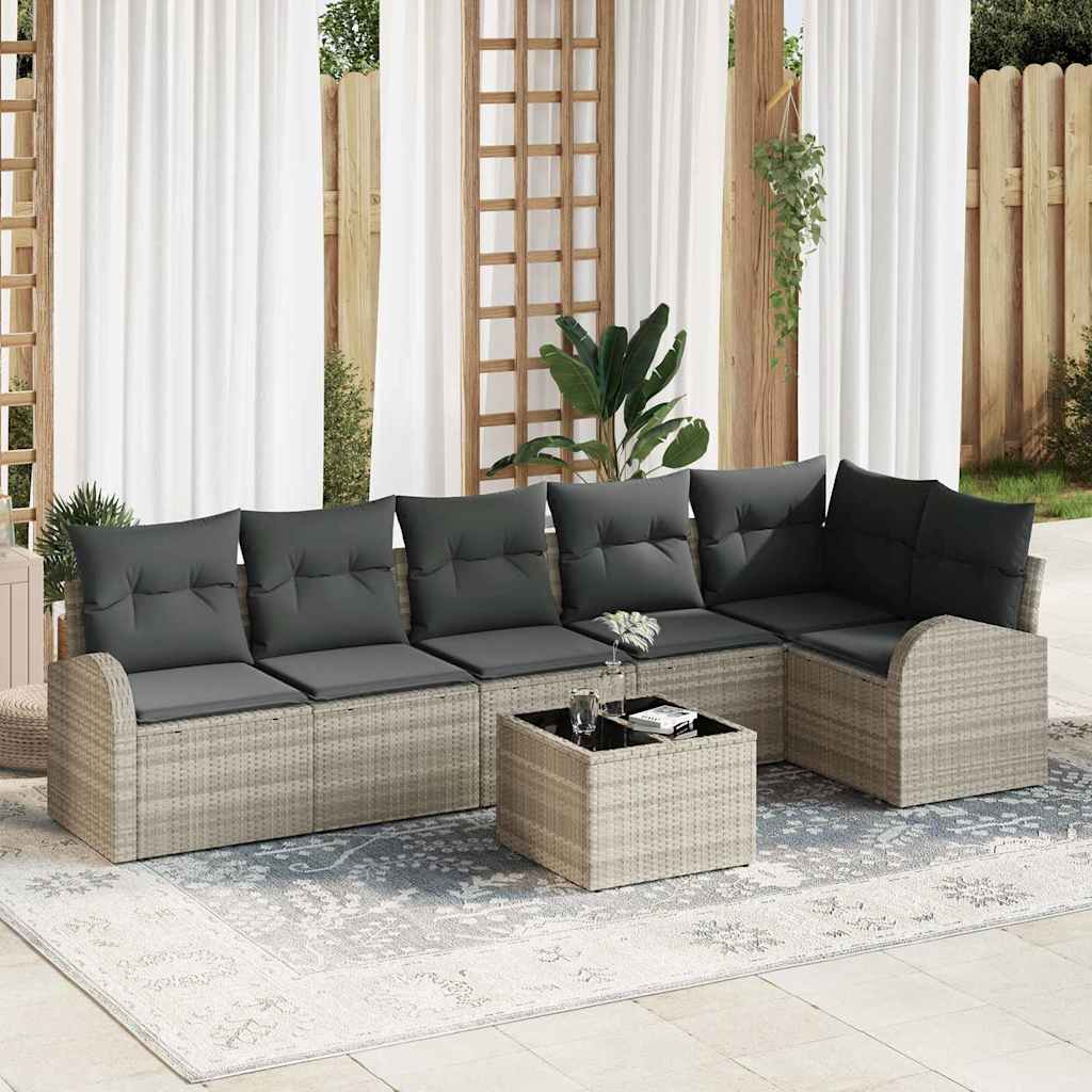 Gartensofa-set 6 pcs Schwarz Poly-Rattan