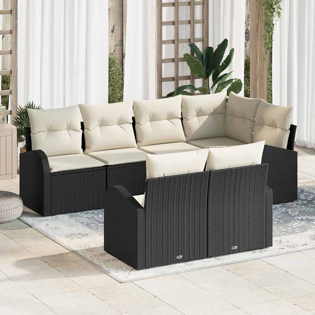 Gartensofa-set Schwarz Poly-Rattan