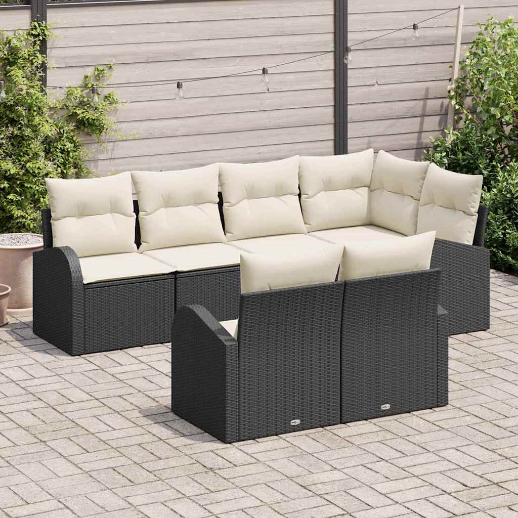 Gartensofa-set Schwarz Poly-Rattan