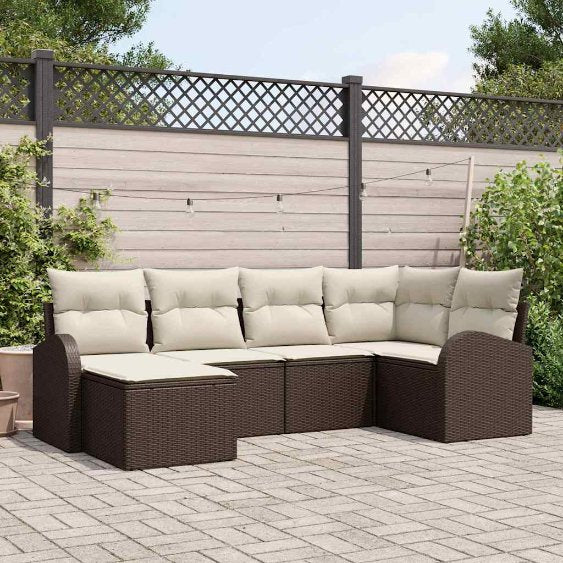 Gartensofa-set 6 pcs Schwarz Poly-Rattan