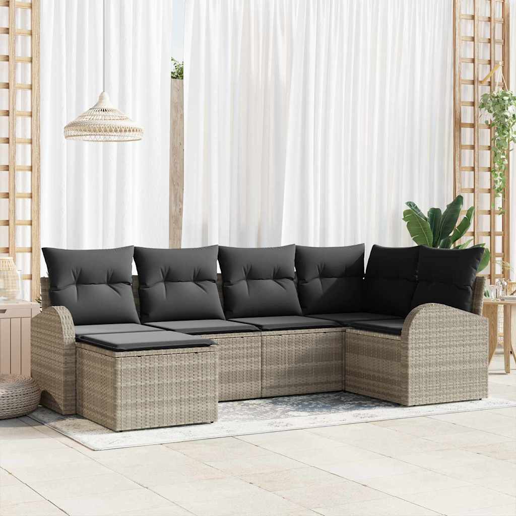 Gartensofa-set 6 pcs Schwarz Poly-Rattan