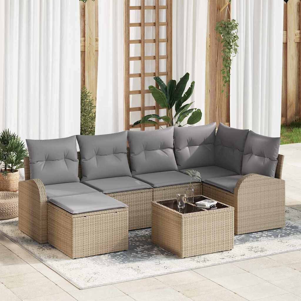 Gartensofa-set 6 pcs Schwarz Poly-Rattan