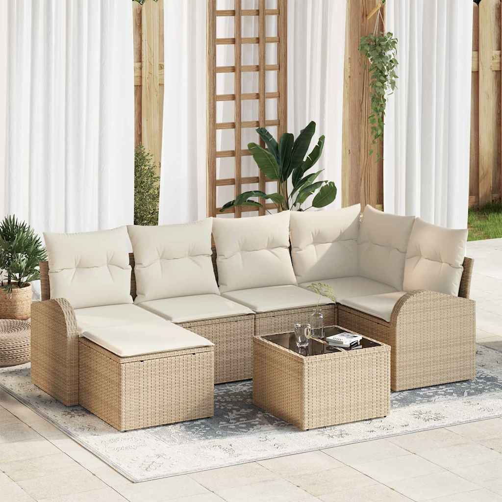 Gartensofa-set 6 pcs Schwarz Poly-Rattan