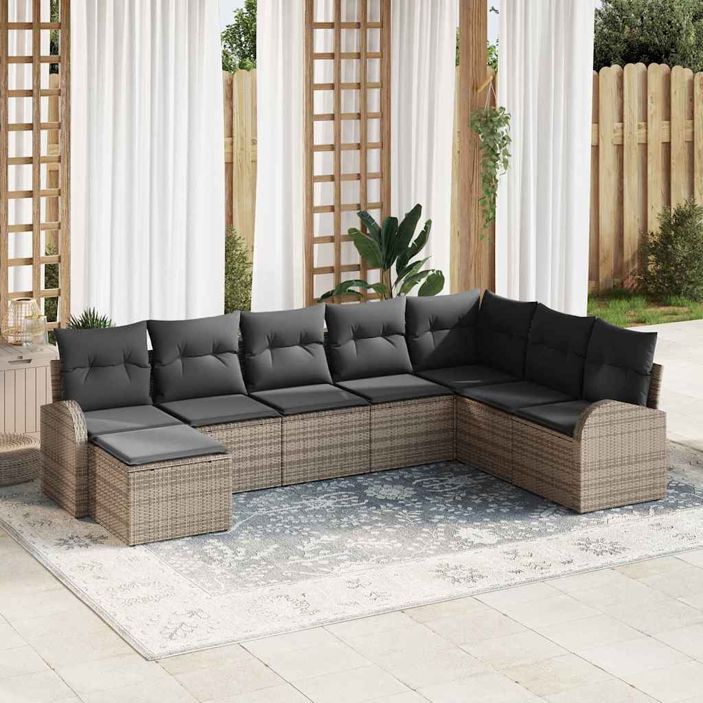 Garten-Sofa-Set mit Kissen 8 pcs Schwarz Poly Rattan