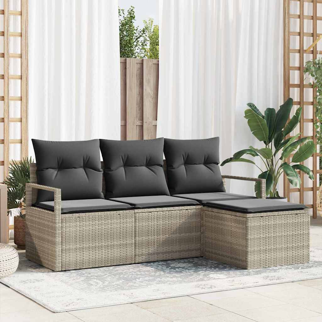 Garten-Sofa-Set 4 pcs Schwarz Poly Rattan