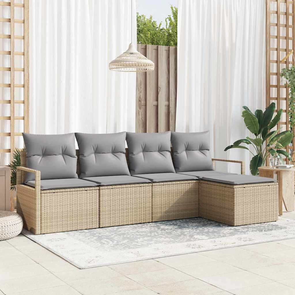 Sofa Set 5 pcs Schwarz Poly-Rattan