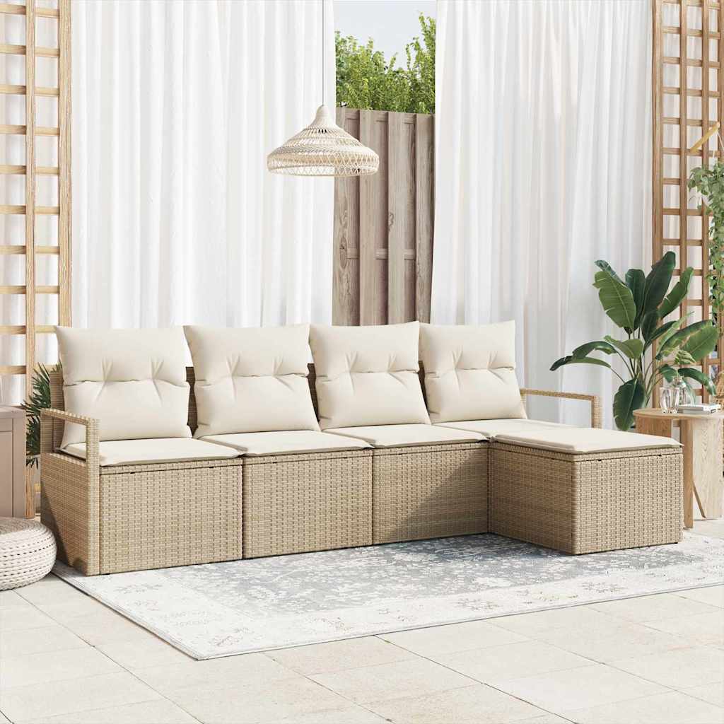 Sofa Set 5 pcs Schwarz Poly-Rattan
