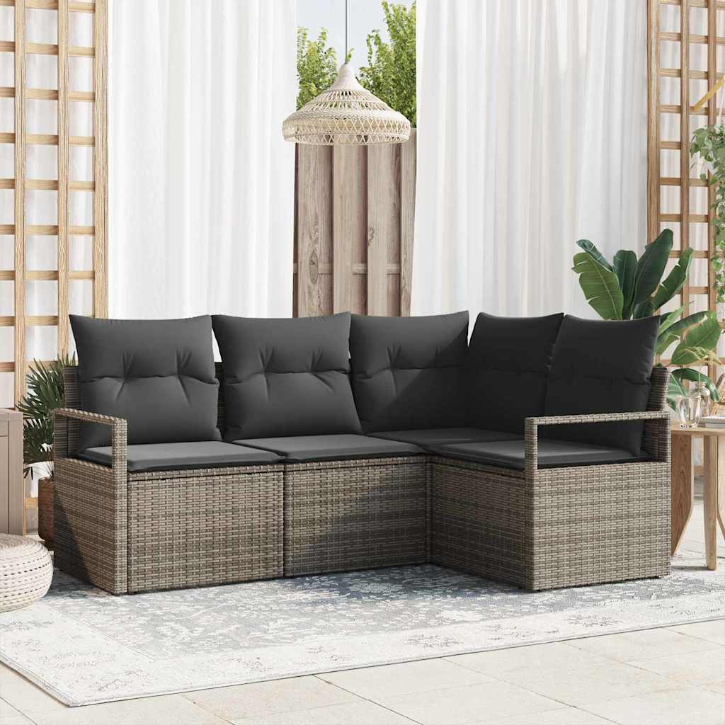 Sofa Set 4 pcs Schwarz Poly-Rattan
