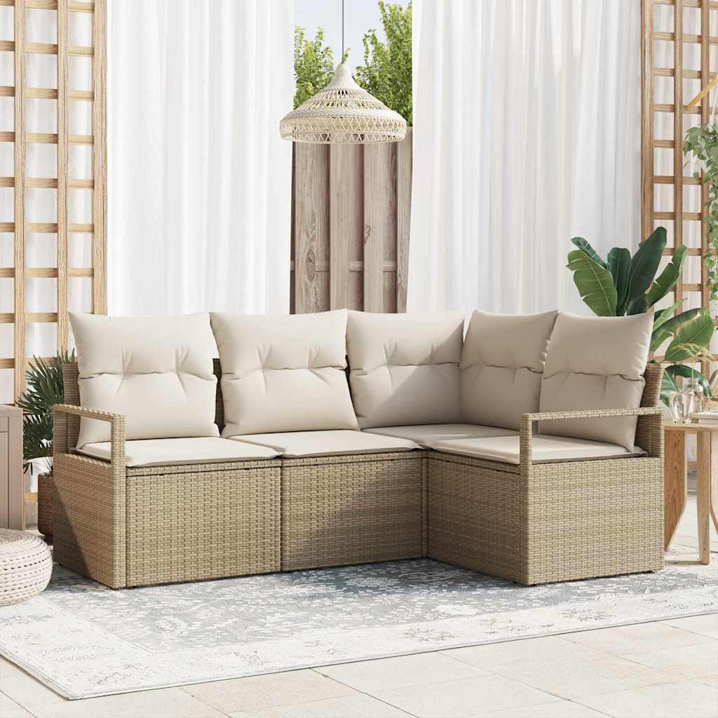 Sofa Set 4 pcs Schwarz Poly-Rattan