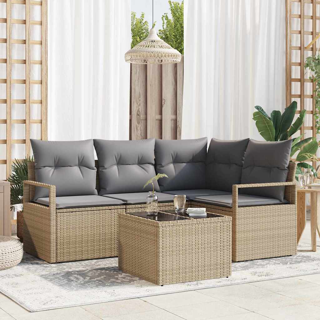 Sofa Set 4 pcs Schwarz Poly-Rattan