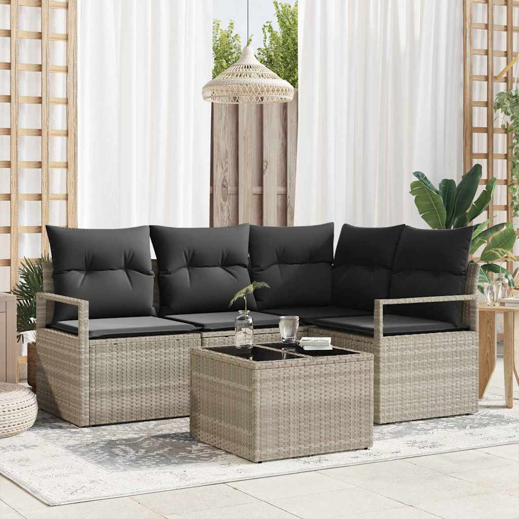 Sofa Set 4 pcs Schwarz Poly-Rattan
