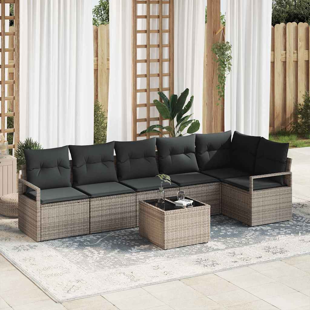 Sofa Set 6 pcs Schwarz Poly-Rattan