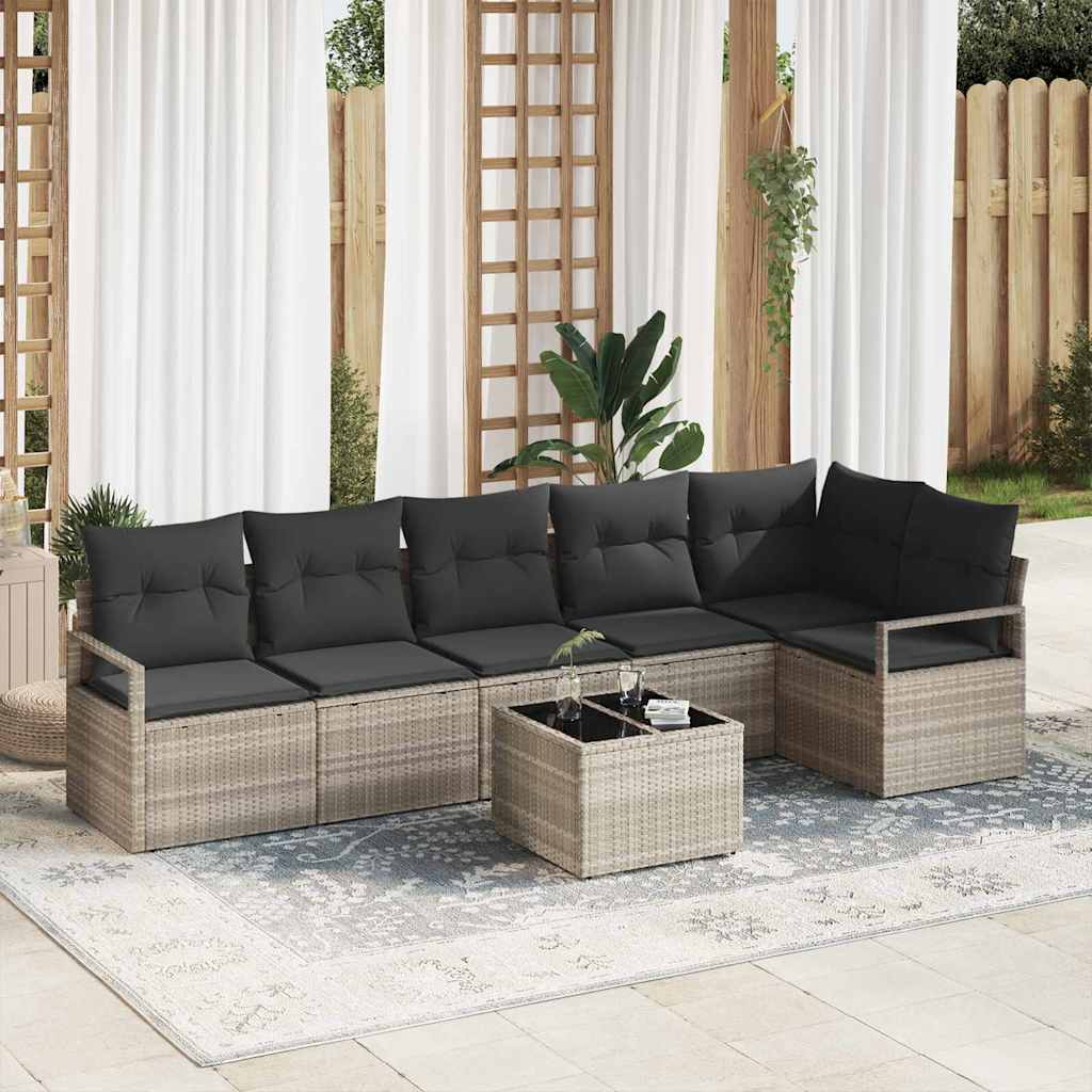Sofa Set 6 pcs Schwarz Poly-Rattan