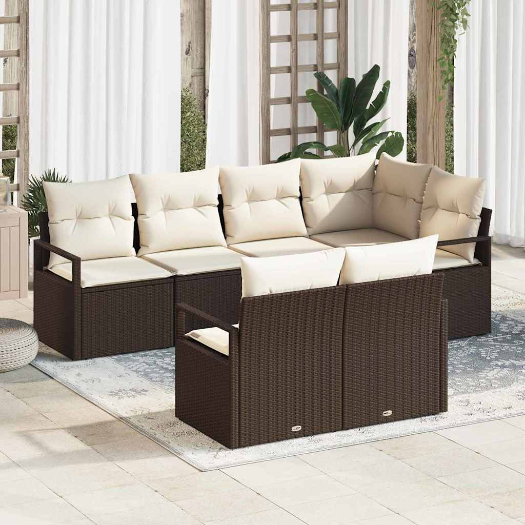 Sofa Set 7 pcs Schwarz Poly-Rattan