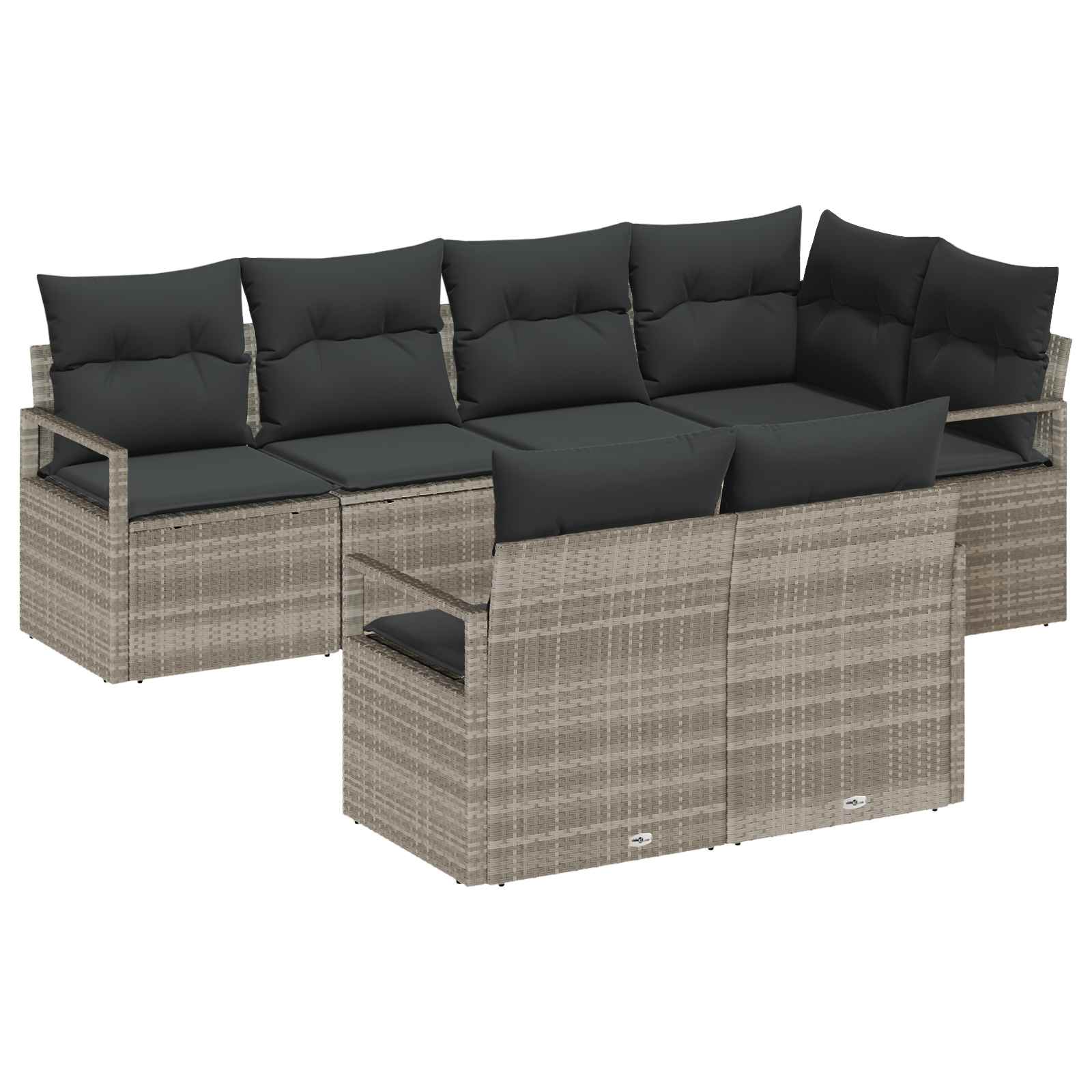 Sofa Set 7 pcs Schwarz Poly-Rattan
