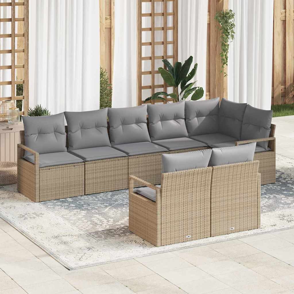 Sofa Set 8 pcs Schwarz Poly-Rattan