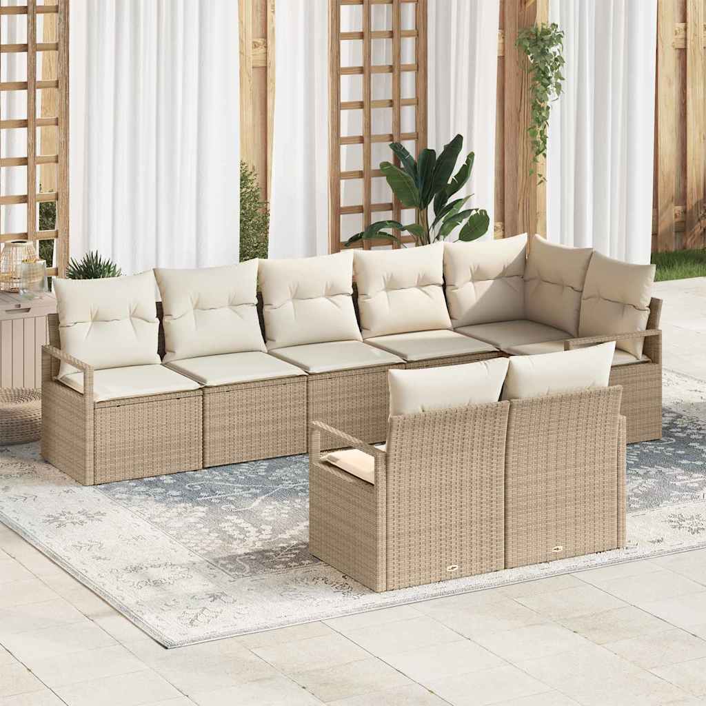 Sofa Set 8 pcs Schwarz Poly-Rattan