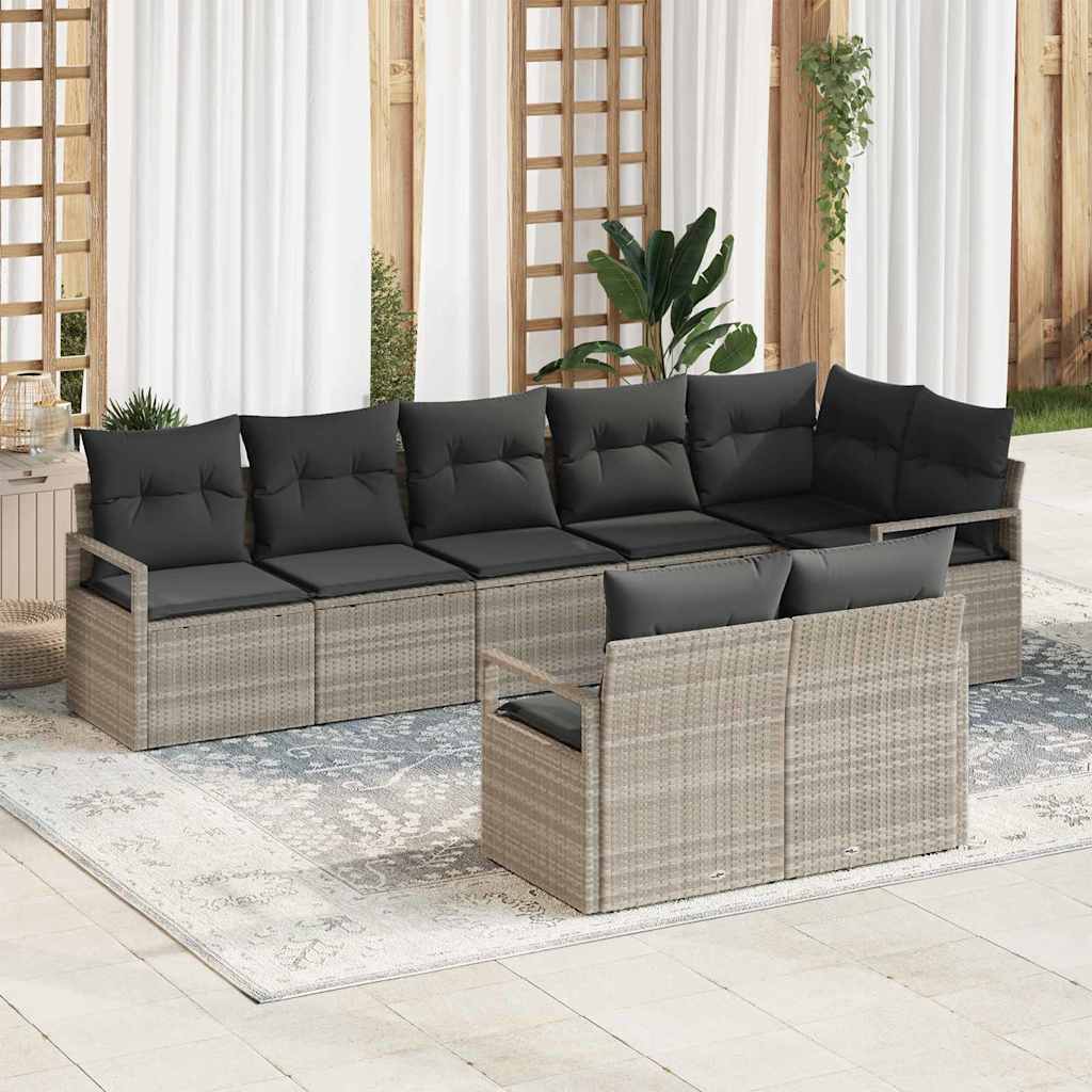 Sofa Set 8 pcs Schwarz Poly-Rattan
