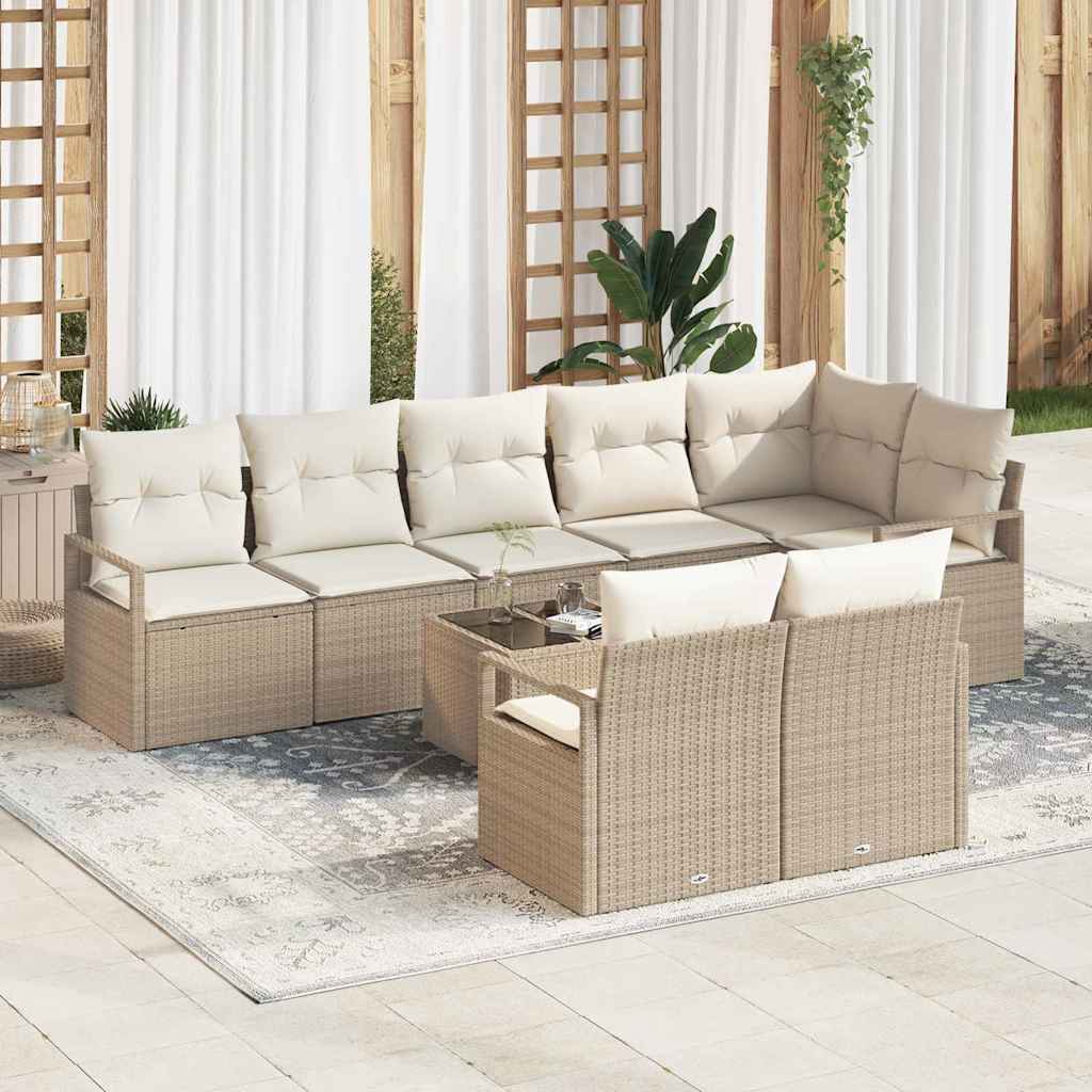 Sofa Set 8 pcs Schwarz Poly-Rattan