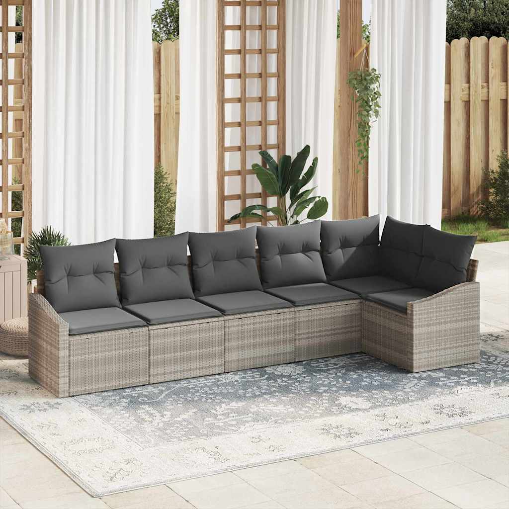 Garten-Sofa-Set 6 pcs Schwarz Poly Rattan