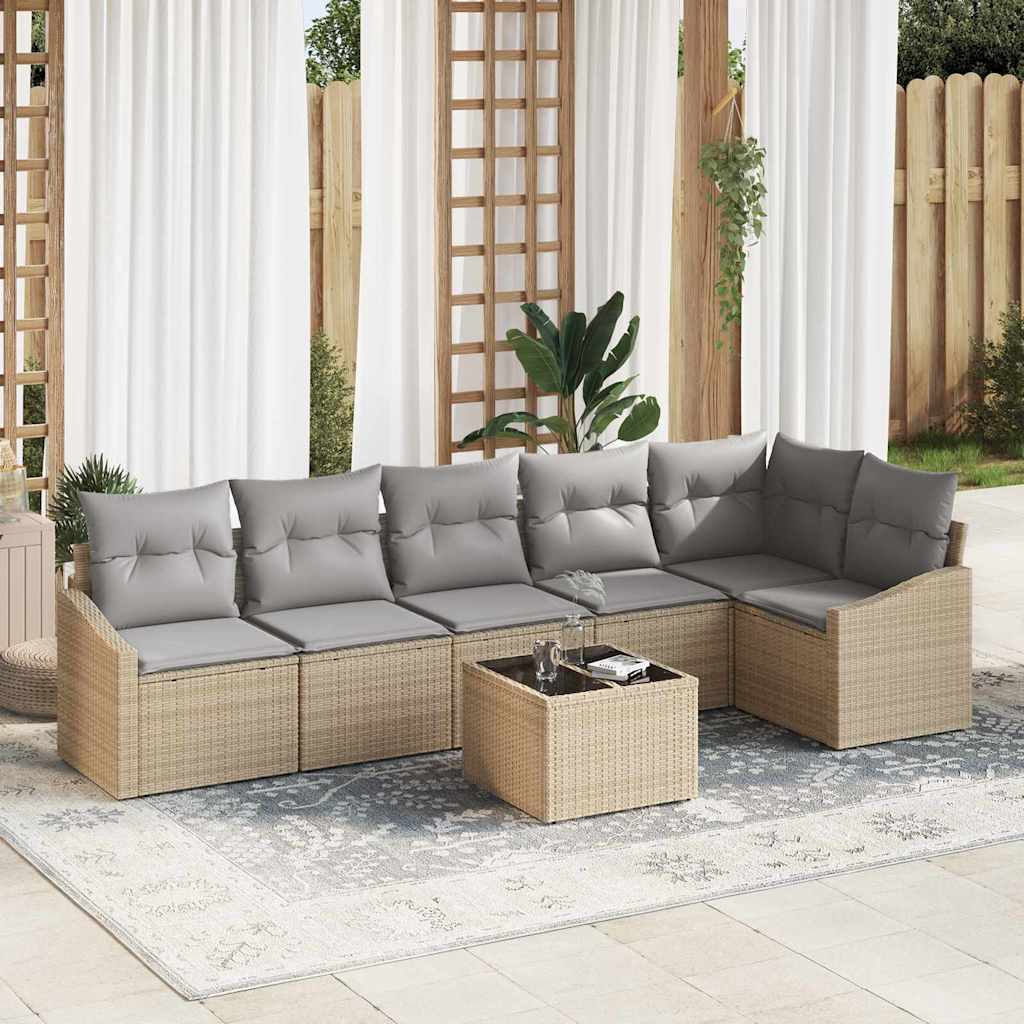 Garten-Sofa-Set 6 pcs Schwarz Poly Rattan