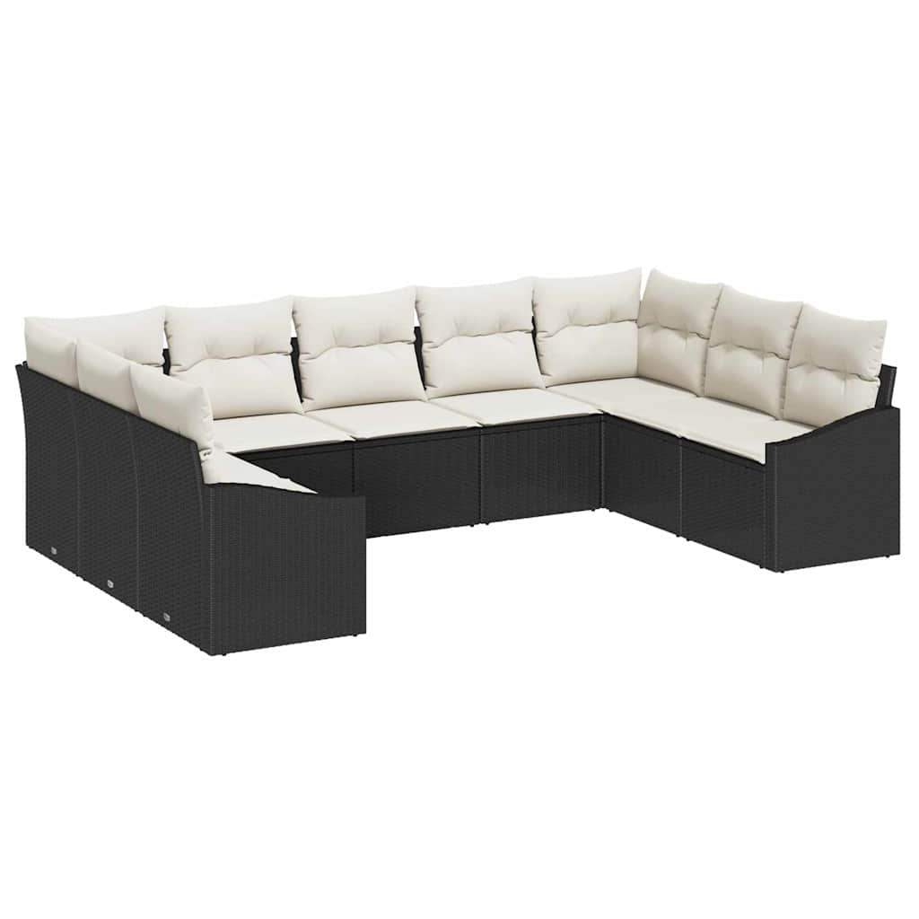 Garten-Sofa-Set 9 pcs Schwarz Poly Rattan