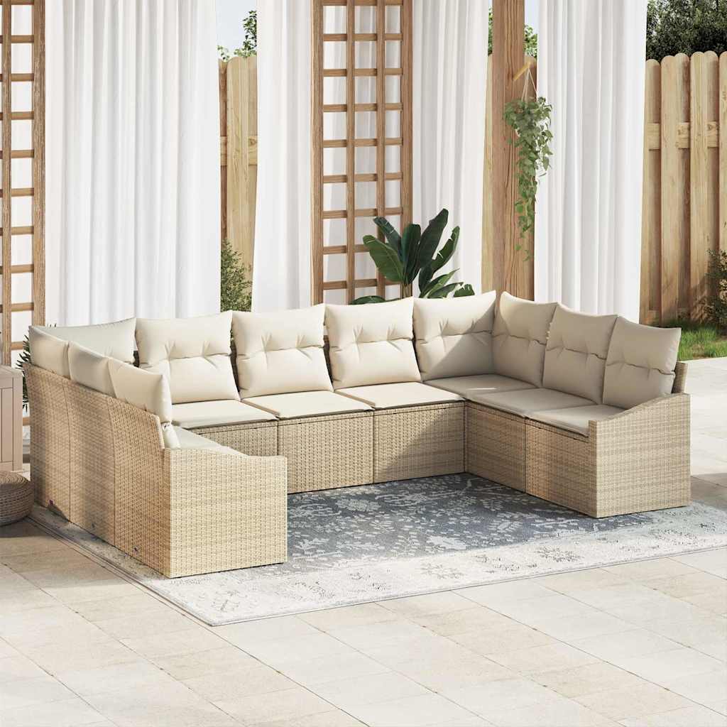 Garten-Sofa-Set 9 pcs Schwarz Poly Rattan