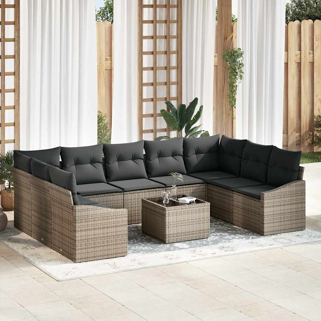 Garten-Sofa-Set 9 pcs Schwarz Poly Rattan