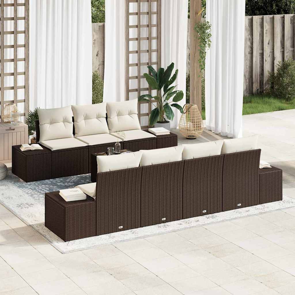 Garten-Sofa-Set mit Kissen 8 pcs Schwarz Poly-Rattan