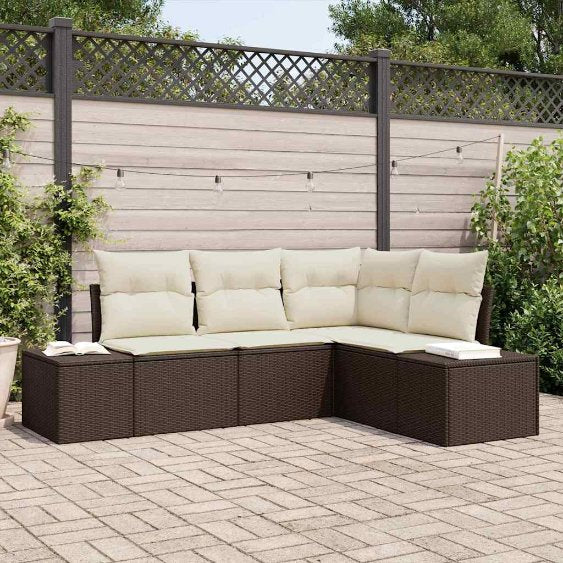 Gartensofa-set 4 pcs Schwarz Poly-Rattan