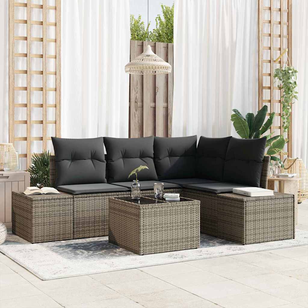 Gartensofa-set 4 pcs Schwarz Poly-Rattan