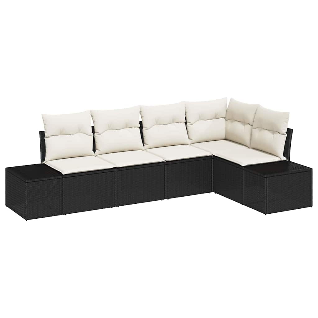 Gartensofa-set 5 pcs Schwarz Poly-Rattan