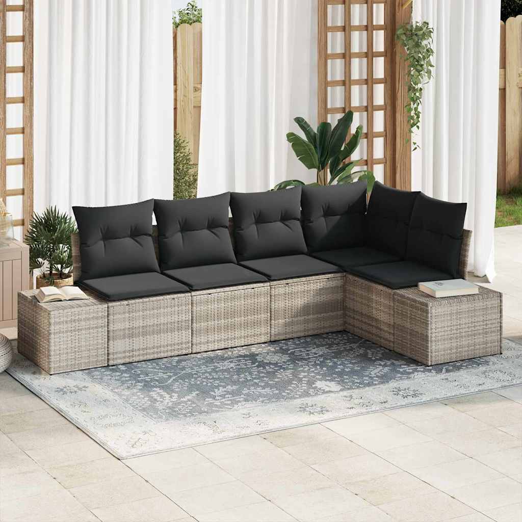 Gartensofa-set 5 pcs Schwarz Poly-Rattan