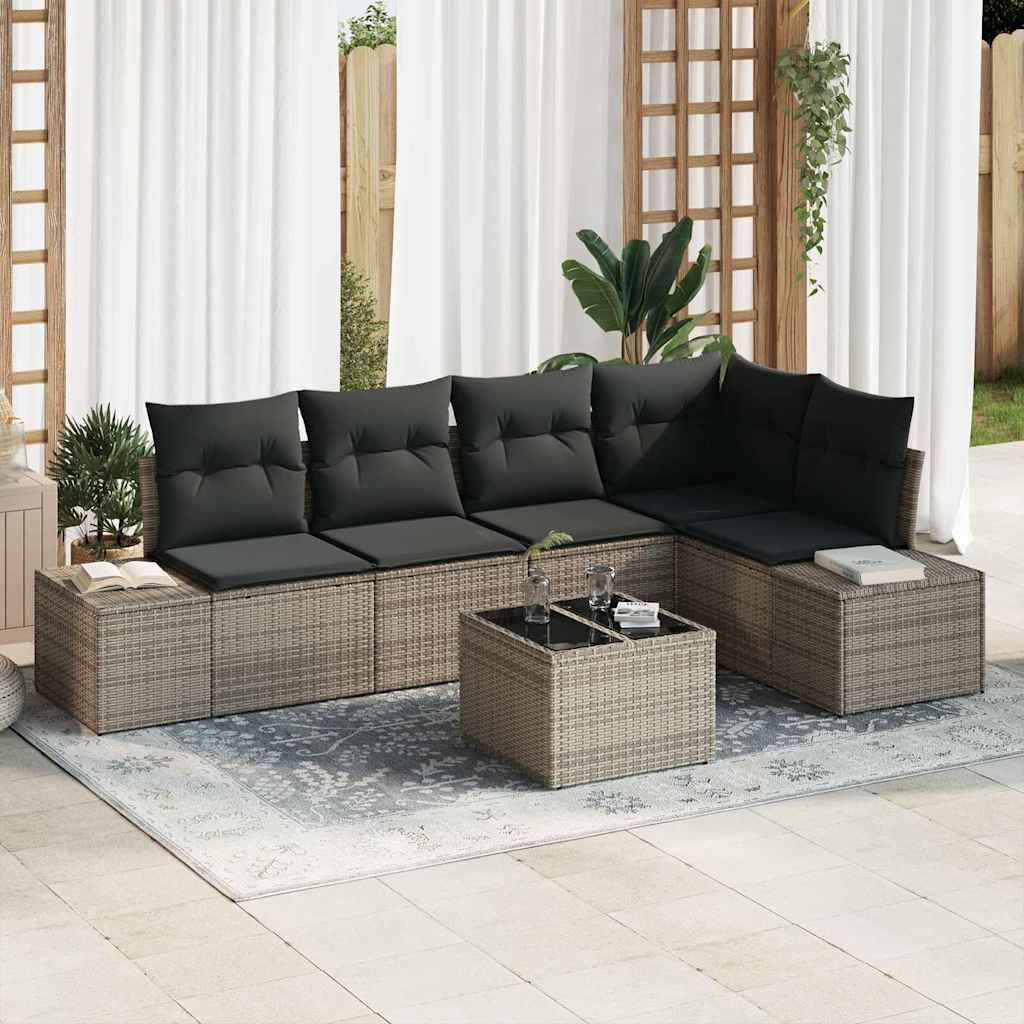 Gartensofa-set 5 pcs Schwarz Poly-Rattan