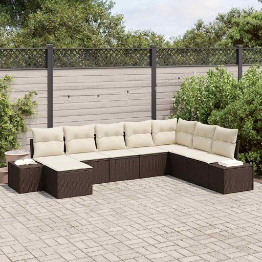 Gartensofa-set mit Kissen 8 pcs Poly-Rattan