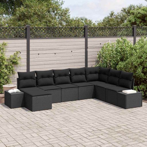 Gartensofa-set mit Kissen 8 pcs Poly-Rattan