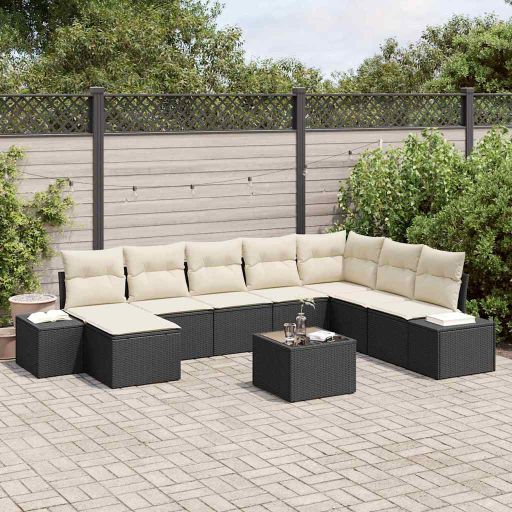 Gartensofa-set mit Kissen 8 pcs Poly-Rattan