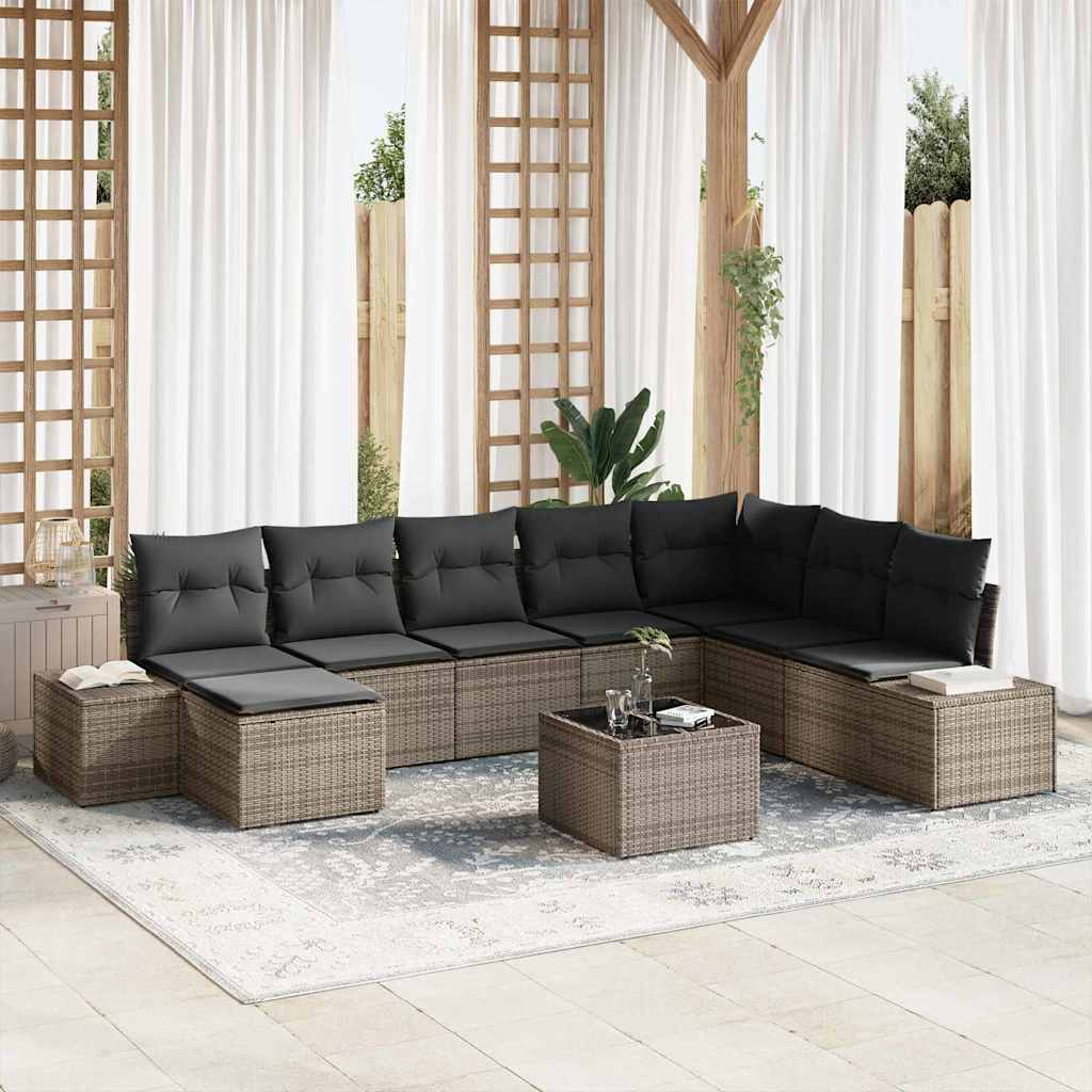 Gartensofa-set mit Kissen 8 pcs Poly-Rattan
