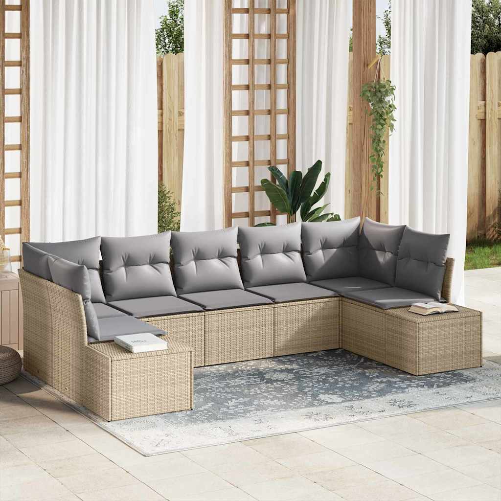 Gartensofa-set mit Kissen 7 pcs Schwarz Poly-Rattan