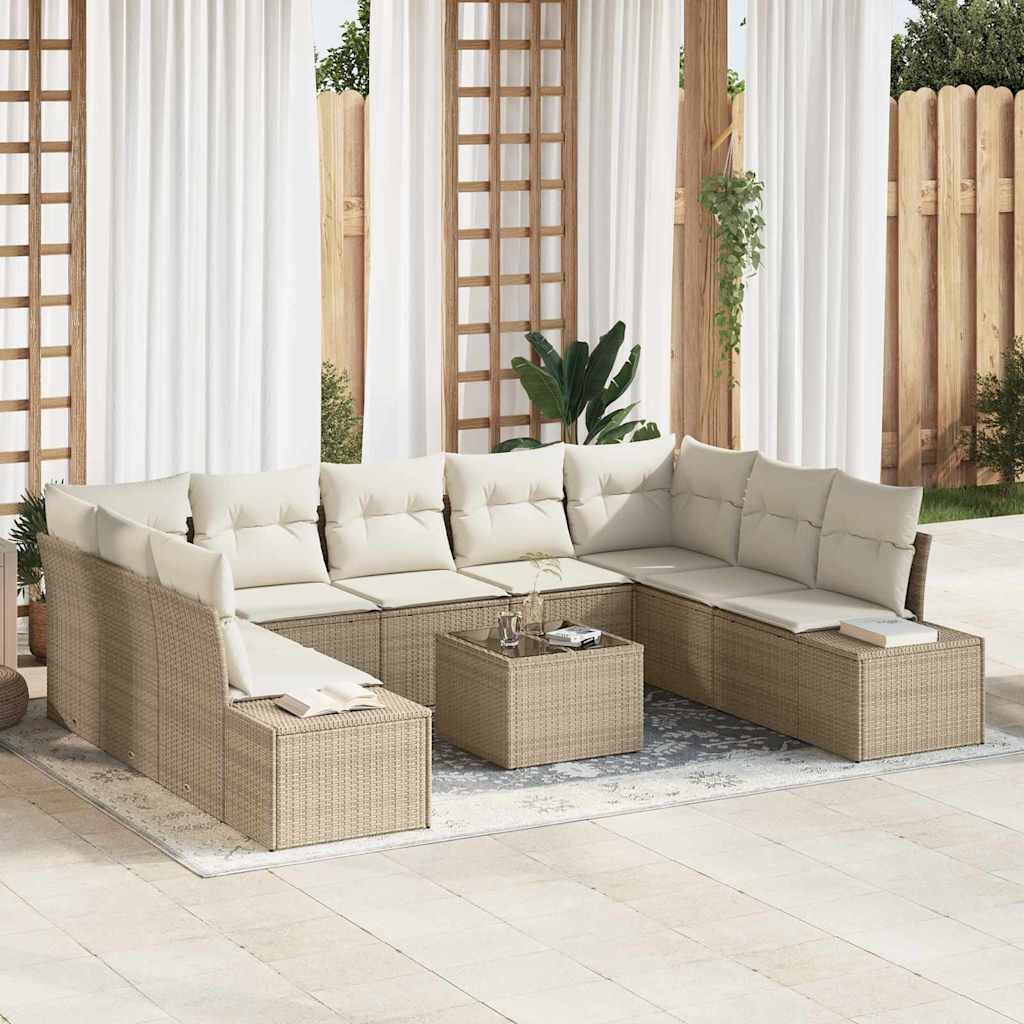 Gartensofa-set mit Kissen 9 pcs Schwarz Poly-Rattan