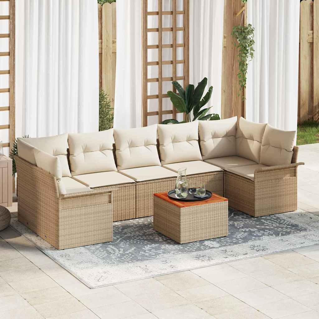 Gartensofa-set mit Kissen 8 pcs Schwarz Poly-Rattan