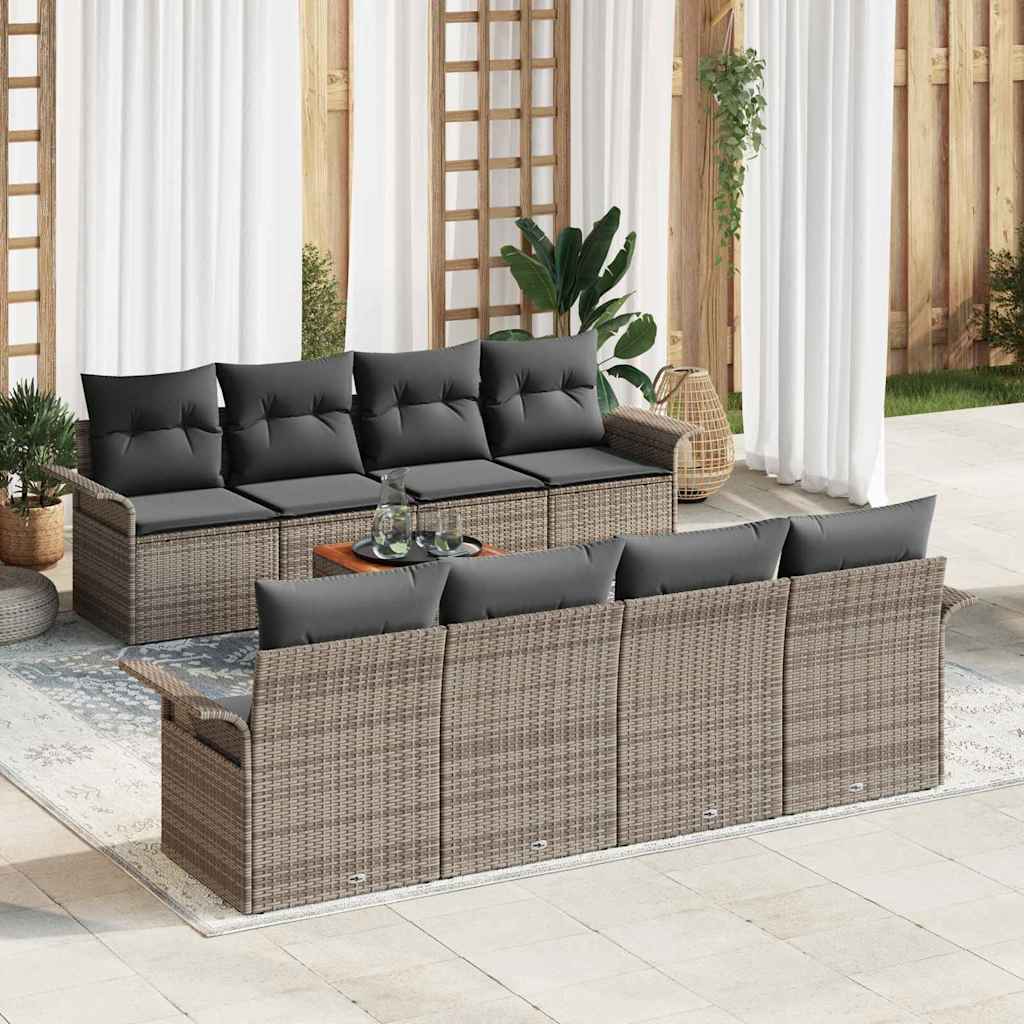 Gartensofa-set mit Kissen 9 pcs Schwarz Poly-Rattan