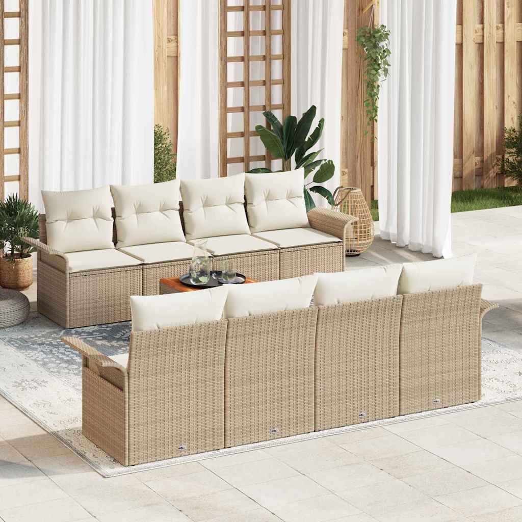 Gartensofa-set mit Kissen 9 pcs Schwarz Poly-Rattan