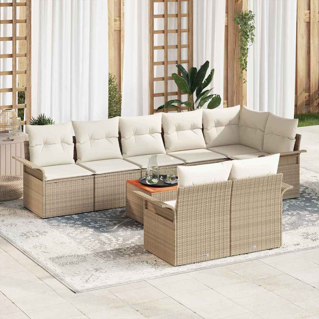 Gartensofa-set mit Kissen 9 pcs Schwarz Poly-Rattan