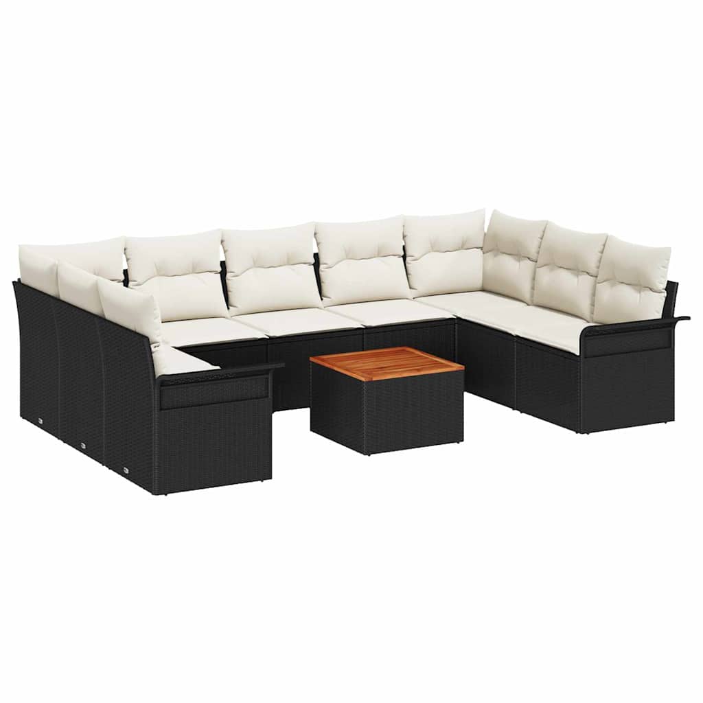 Garten-Sofa-Set 10 pcs Schwarz Poly Rattan