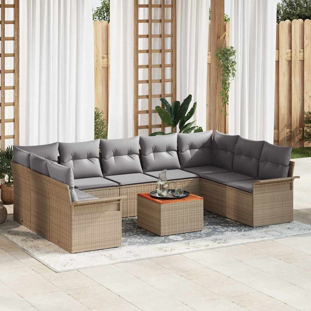 Garten-Sofa-Set 10 pcs Schwarz Poly Rattan