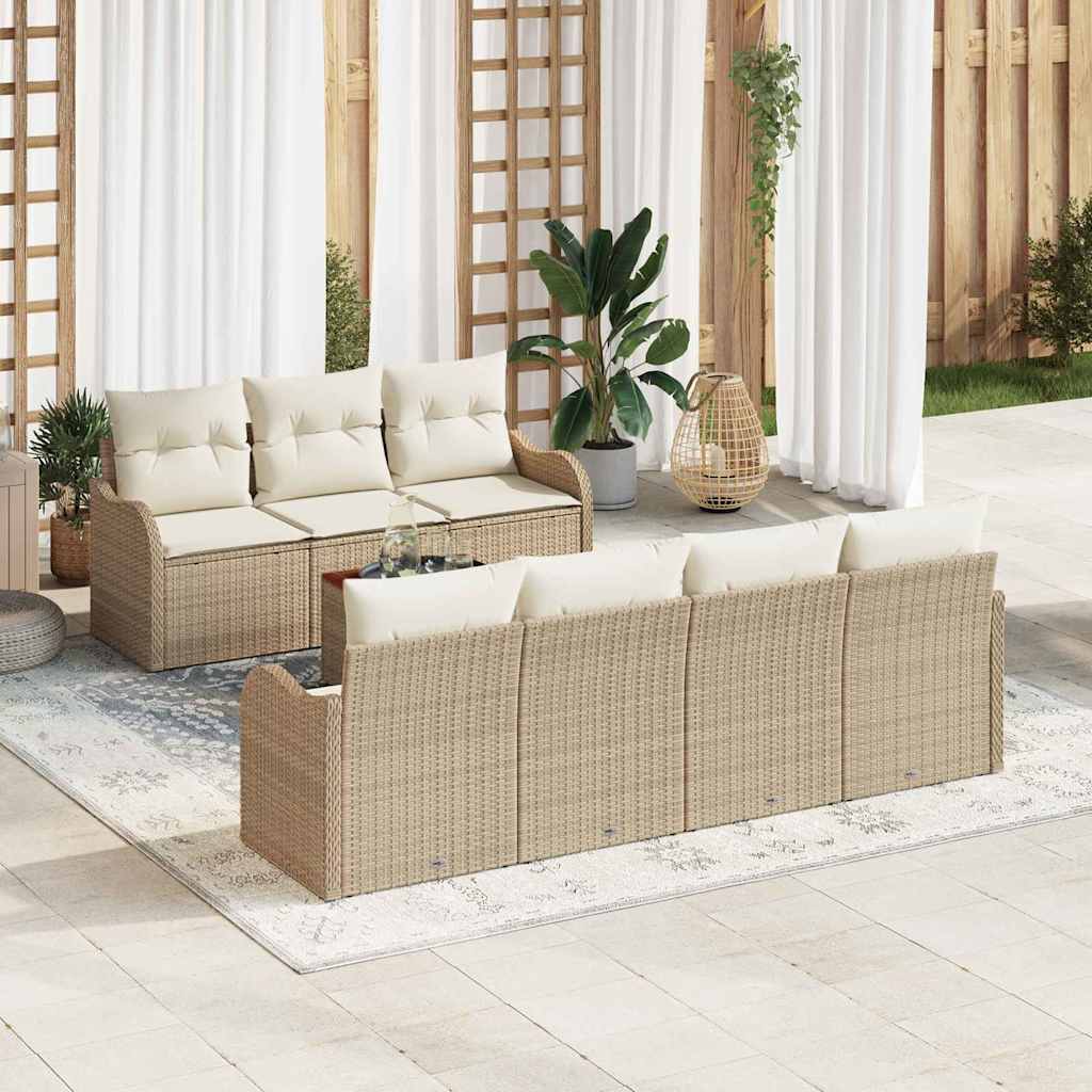 Gartensofa-set mit Kissen 8 pcs Schwarz Poly-Rattan