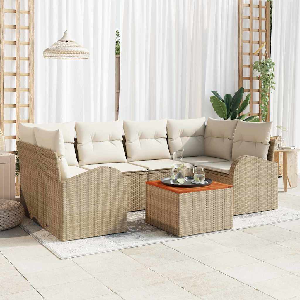 Garten-Sofa-Set 7 pcs Schwarz Poly Rattan